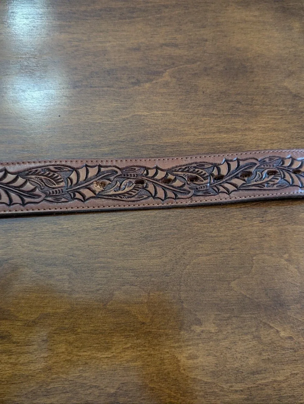 Justin Tooled Leather Belt Western Mary  34